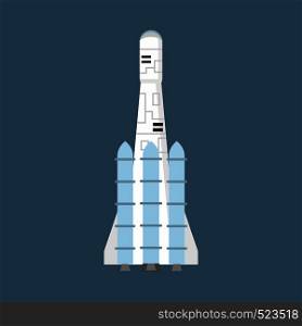 Rocket space symbol art spaceship launch fly. Exploration ship shuttle vector icon futuristic galaxy. Mars discovery
