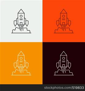 Rocket, spaceship, startup, launch, Game Icon Over Various Background. Line style design, designed for web and app. Eps 10 vector illustration. Vector EPS10 Abstract Template background