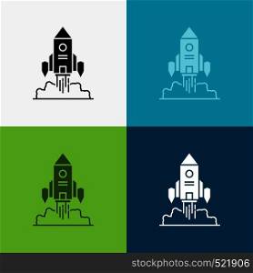 Rocket, spaceship, startup, launch, Game Icon Over Various Background. glyph style design, designed for web and app. Eps 10 vector illustration. Vector EPS10 Abstract Template background