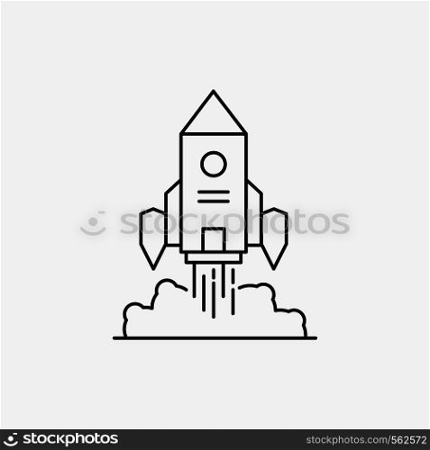 Rocket, spaceship, startup, launch, Game Line Icon. Vector isolated illustration. Vector EPS10 Abstract Template background