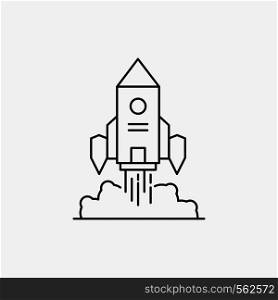 Rocket, spaceship, startup, launch, Game Line Icon. Vector isolated illustration. Vector EPS10 Abstract Template background