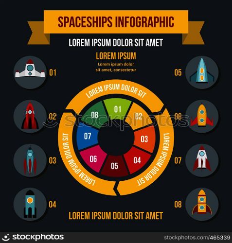 Rocket spaceships infographic banner concept. Flat illustration of rocket spaceships infographic vector poster concept for web. Rocket spaceships infographic concept, flat style