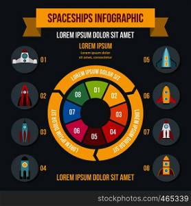 Rocket spaceships infographic banner concept. Flat illustration of rocket spaceships infographic vector poster concept for web. Rocket spaceships infographic concept, flat style