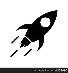 Rocket, vector icon. Black space rocket on a white background. can be used as a logo, icon.