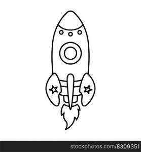 Rocket vector illustration. For kids coloring book.