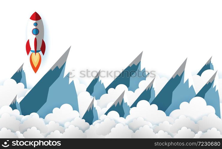 rockets glide over the mountains with views over the beautiful clouds