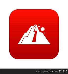 Rockfall icon digital red for any design isolated on white vector illustration. Rockfall icon digital red