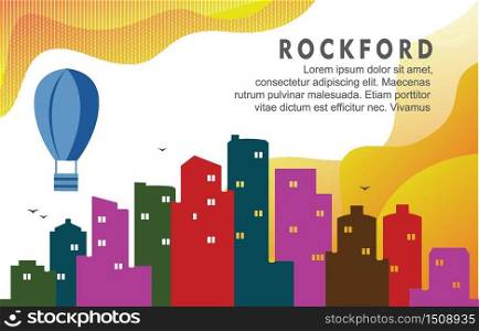 Rockford Illinois City Building Cityscape Skyline Dynamic Background Illustration