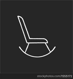 Rocking chair chalk white icon on black background. Rocker to relax with baby. Comfortable furniture for living room. House furnishing. Apartment amenity. Isolated vector chalkboard illustration. Rocking chair chalk white icon on black background