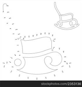 Rocking Chair Icon Dot To Dot, Curved Band Chair Vector Art Illustration