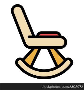 Rocking chair icon. Outline rocking chair vector icon color flat isolated. Rocking chair icon color outline vector