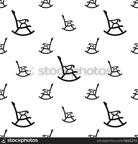 Rocking Chair Icon Seamless Pattern, Curved Band Chair Vector Art Illustration