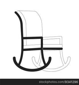 Rocking chair monochrome flat vector object. Wooden swaying porch chair. Comfortable seat. Editable black and white thin line icon. Simple cartoon clip art spot illustration for web graphic design. Rocking chair monochrome flat vector object