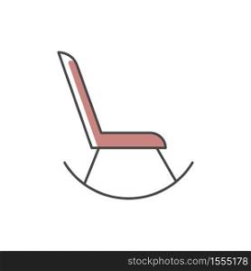 Rocking chair RGB color icon. Rocker to relax with baby. Armchair to sit with children. Comfortable furniture for living room. House furnishing. Apartment amenity. Isolated vector illustration. Rocking chair RGB color icon