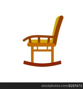 Rocking chair. Wooden armchair. Furniture for an old man. Flat cartoon illustration. Rocking chair. Wooden armchair.