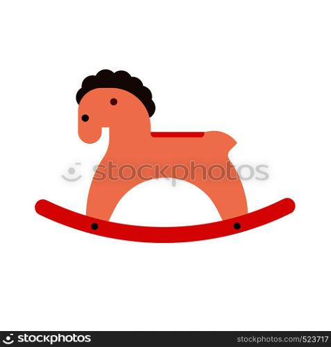 Rocking horse fun symbol toy wooden vector icon, Vintage flat element child toddler interior. Pony game ride chair