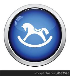 Rocking horse icon. Glossy button design. Vector illustration.