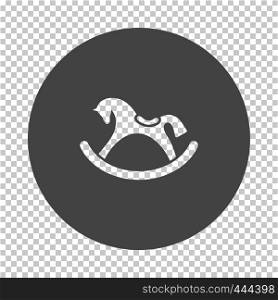 Rocking horse icon. Subtract stencil design on tranparency grid. Vector illustration.