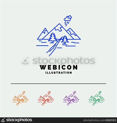 rocks, hill, landscape, nature, mountain 5 Color Line Web Icon Template isolated on white. Vector illustration. Vector EPS10 Abstract Template background