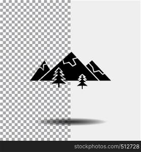 rocks, hill, landscape, nature, mountain Glyph Icon on Transparent Background. Black Icon. Vector EPS10 Abstract Template background