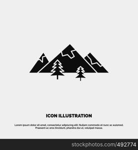 rocks, hill, landscape, nature, mountain Icon. glyph vector gray symbol for UI and UX, website or mobile application. Vector EPS10 Abstract Template background