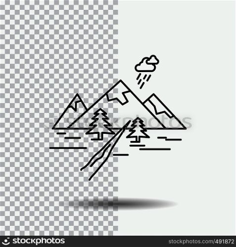 rocks, hill, landscape, nature, mountain Line Icon on Transparent Background. Black Icon Vector Illustration. Vector EPS10 Abstract Template background
