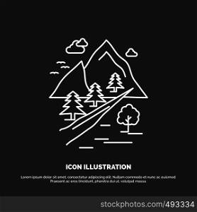 rocks, tree, hill, mountain, nature Icon. Line vector symbol for UI and UX, website or mobile application. Vector EPS10 Abstract Template background