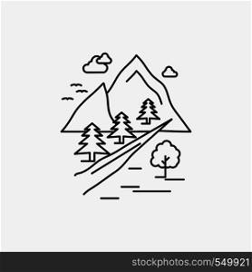 rocks, tree, hill, mountain, nature Line Icon. Vector isolated illustration. Vector EPS10 Abstract Template background