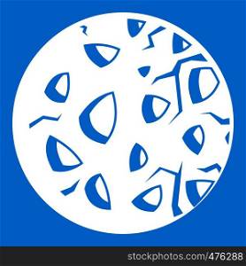 Rocky planet icon white isolated on blue background vector illustration. Rocky planet icon white