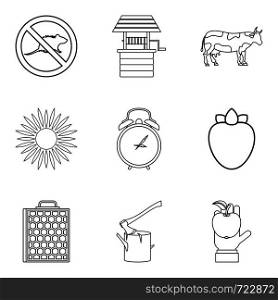 Rodent icons set. Outline set of 9 rodent vector icons for web isolated on white background. Rodent icons set, outline style
