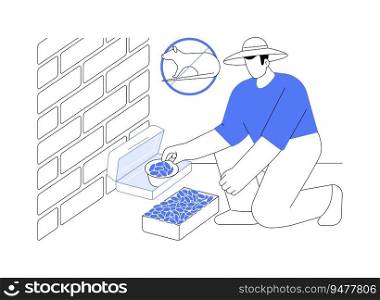 Rodenticides abstract concept vector illustration. Worker deals with harvest protection, rodents usage for removing rats and mice, agribusiness idea, agricultural input sector abstract metaphor.. Rodenticides abstract concept vector illustration.