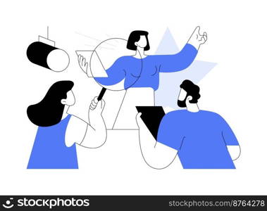 Role audition abstract concept vector illustration. Actor audition, acting skills demonstration, cinematography, main cast, talent search, introduction interview, leading role abstract metaphor.. Role audition abstract concept vector illustration.