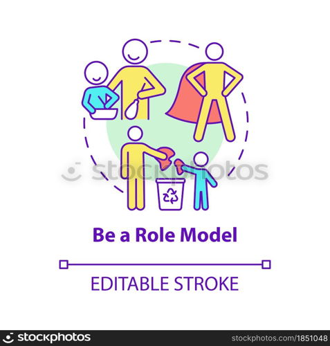 Role model concept icon. Parent is example for kid abstract idea thin line illustration. Parental influence. Baby mental health. Vector isolated outline color drawing. Editable stroke. Role model concept icon