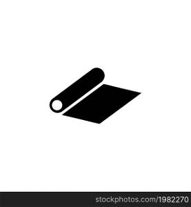 Roll of Camping or Fitness Carpet. Flat Vector Icon. Simple black symbol on white background. Roll of Camping or Fitness Carpet Flat Vector Icon