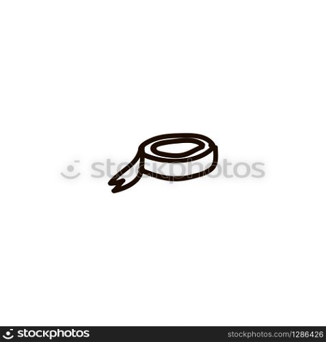 Roll of clear transparent sticky tape cartoon ink pen Icon sketch style Vector illustration for web logo. Roll of clear transparent sticky tape isolated on white