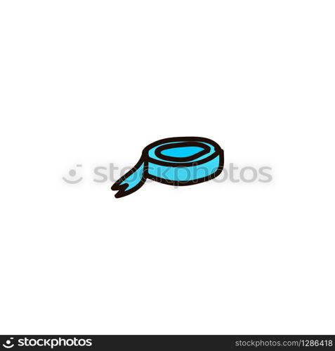 Roll of clear transparent sticky tape isolated colored cartoon ink pen Icon sketch style Vector illustration for web logo. Roll of clear transparent sticky tape isolated on white