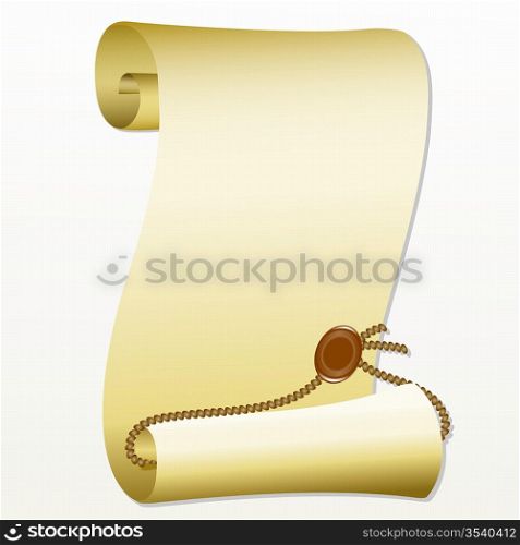 Roll of paper with a stamp on a white background