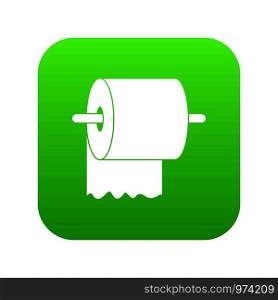 Roll of toilet paper on holder icon digital green for any design isolated on white vector illustration. Roll of toilet paper on holder icon digital green