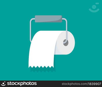 Roll of toilet paper on holder. Icon in flat style for bathroom, kitchen and wc. Clean tissue towel in cylinder. Paper napkin on holder. Disposable dry napkin for hygiene in wc. Cartoon icon. Vcetor.. Roll of toilet paper on holder. Icon in flat style for bathroom, kitchen and wc. Clean tissue towel in cylinder. Paper napkin on holder. Disposable dry napkin for hygiene in wc. Cartoon icon. Vcetor