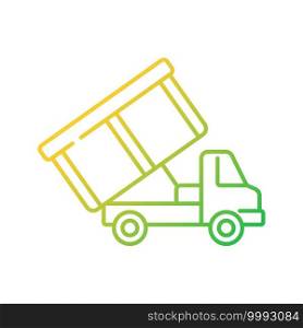 Roll-off truck gradient linear vector icon. Open top dumpster. Organizational clear outs. Disposal option. Thin line color symbols. Modern style pictogram. Vector isolated outline drawing. Roll-off truck gradient linear vector icon