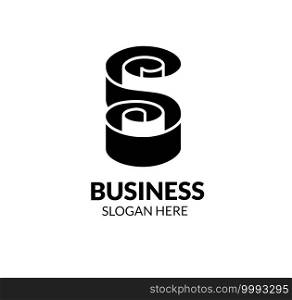  roll paper as letter s negative space color logo symbol illustration