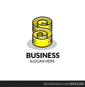 roll paper as letter s with bright color vector logo symbol illustration
