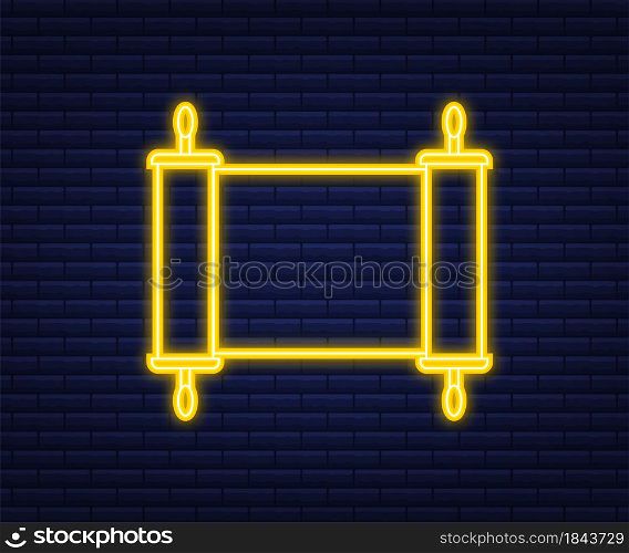 Rolled old papyrus file mockup. Realistic illustration of rolled old papyrus file. Neon style. Vector illustration. Rolled old papyrus file mockup. Realistic illustration of rolled old papyrus file. Neon style. Vector illustration.