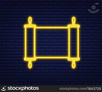 Rolled old papyrus file mockup. Realistic illustration of rolled old papyrus file. Neon style. Vector illustration. Rolled old papyrus file mockup. Realistic illustration of rolled old papyrus file. Neon style. Vector illustration.