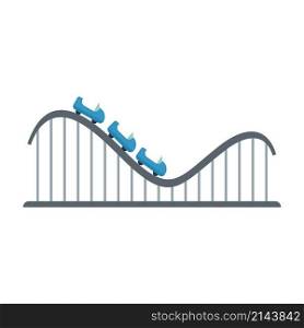 Roller coaster attraction icon. Flat illustration of roller coaster attraction vector icon isolated on white background. Roller coaster attraction icon flat isolated vector