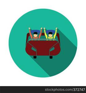 Roller coaster cart icon. Flat color design. Vector illustration.