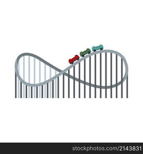Roller coaster icon. Flat illustration of roller coaster vector icon isolated on white background. Roller coaster icon flat isolated vector
