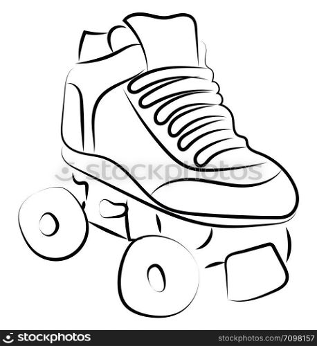Roller skate sketch, illustration, vector on white background.