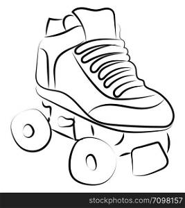 Roller skate sketch, illustration, vector on white background.