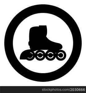 Roller skates blades Personal transportation icon in circle round black color vector illustration image solid outline style simple. Roller skates blades Personal transportation icon in circle round black color vector illustration image solid outline style